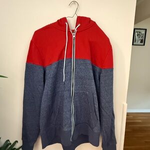 Michael Kors Red and Gray Zip Up Sweater